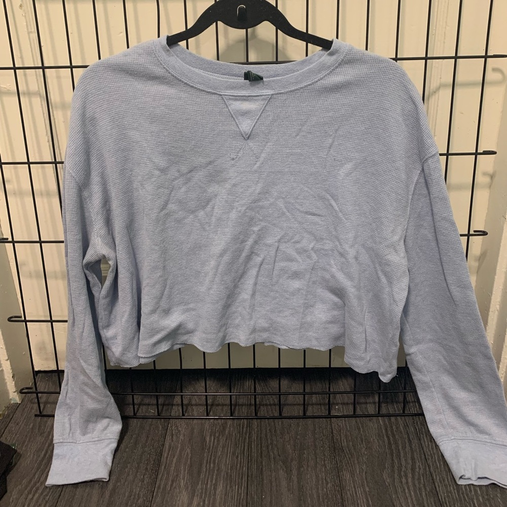 Wild Fable light blue long sleeve crop top waffle knit